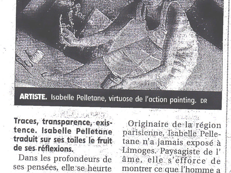 MEDIAS : Le Populaire : “Isabelle Pelletane à la galerie LB” – LIMOGES